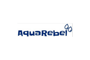 Aquarebel logo with waterdrops